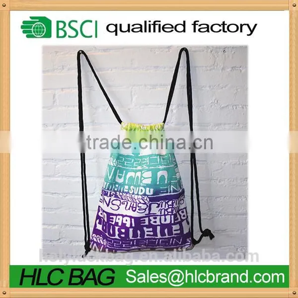 Fashion Heat Transfer Print Rainbow Drawstring Bag Reusable Rucksack photo-5