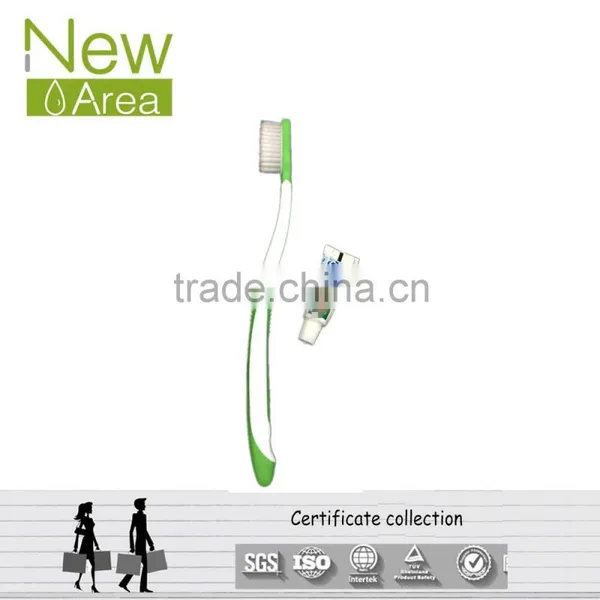Luxury Plastic With Rubber Handle Disposable Hotel Dental Kit Toothbrush With Toothpaste Inside