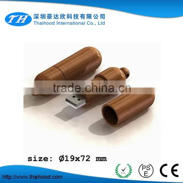 Round Wooden Usb Pendrive 4GB/8GB/16GB/32GB Memory Flash Stick photo-2