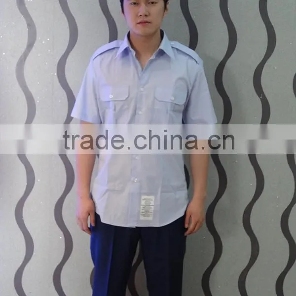 Light Blue Men's Short Sleeve Shirt Army Uniform photo-2