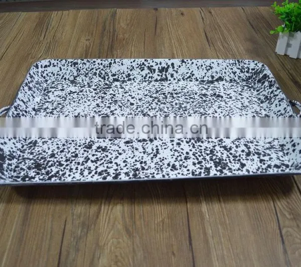 9094 Enamel Big Rectangle Tray With Speckle photo-2