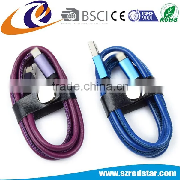 100% Real Leather Coated 2.1 A USB Cable For Iphone photo-4