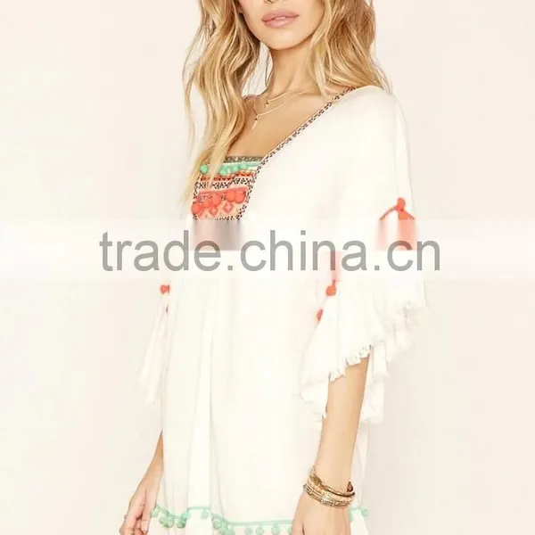 2016 New Design White Z And L Europe Peasant Dress For Women photo-3