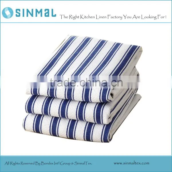 Blue Stripes Dish Towel Tea Towel Basket Weave Kitchen Towel photo-2