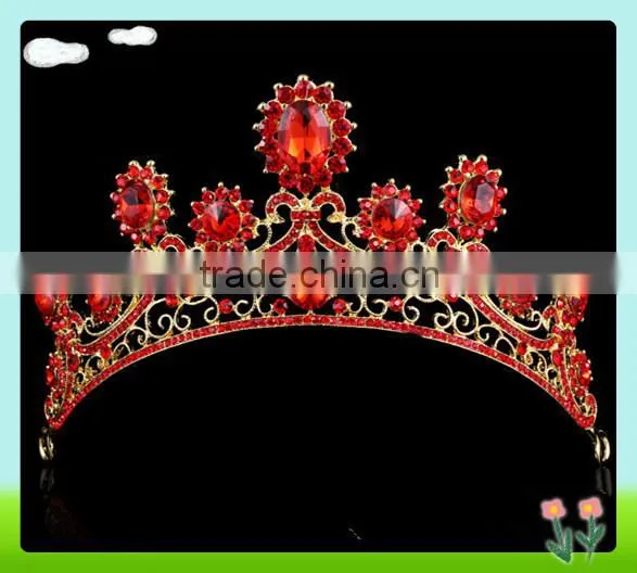 Wholesale Bling Rhinestone Pageant Crown, Red Rhinestone Crowns photo-2