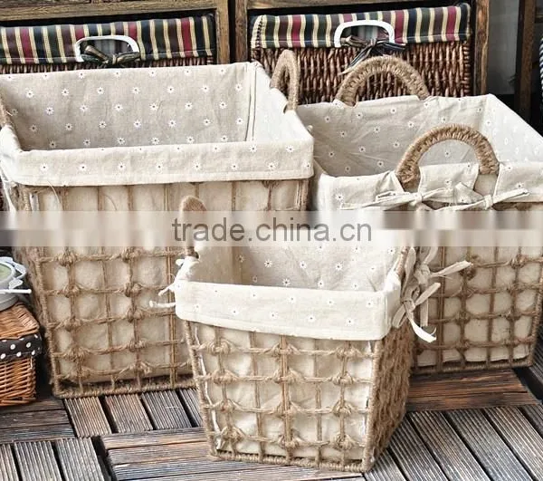Environmental Hand Woven Sundries Storage Basket With Handle photo-3