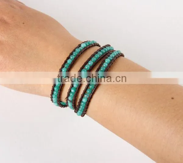 4 mm Natural Sea Sapphire Bracelet Female Authentic 4 Layer 4 Circle Crystal Series To Help Communication photo-4
