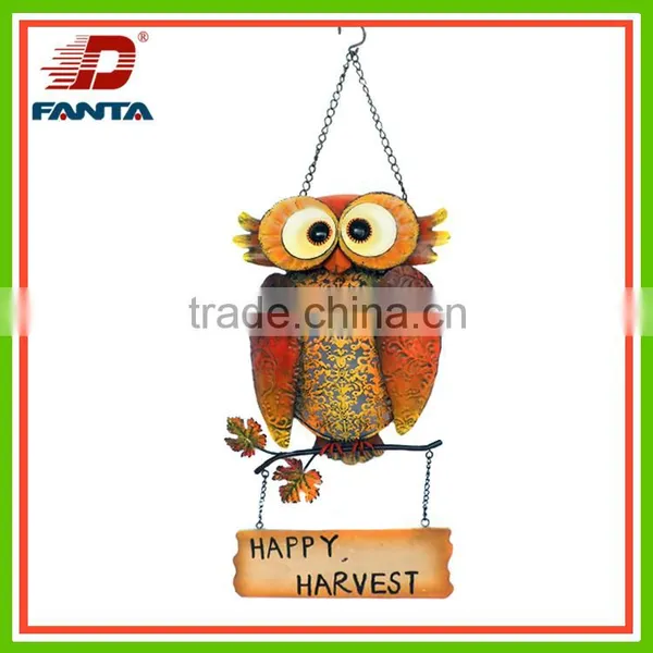 Nice Hanging Iron Owl Decor for Fall Harvest