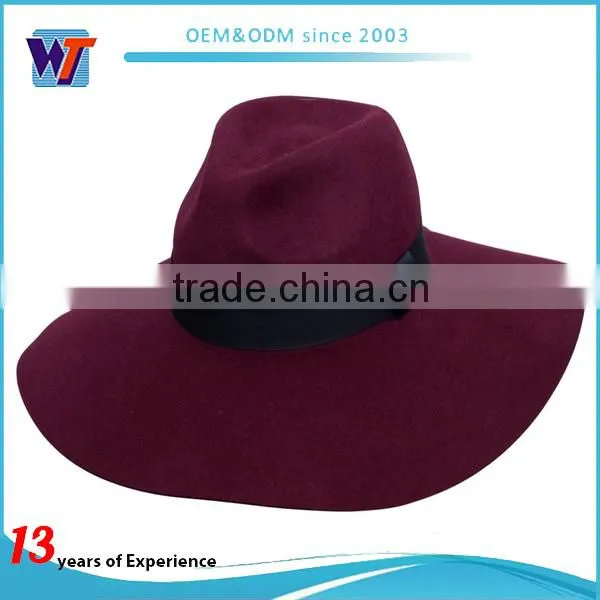 Wholesale Lady Fedora Wool Felt Wide Brim Black Fedora Hats for Women photo-5