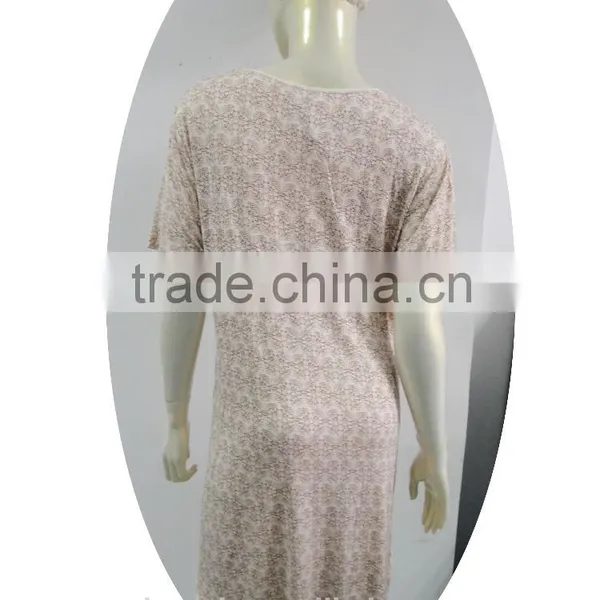 Lady's V-neck Front Gather Ribbon Trim Nightie photo-3
