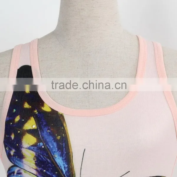 F5S15022 Fashion Design Top Tank Ladies Printed Wholesale Rib Waist China Manufacturer photo-4