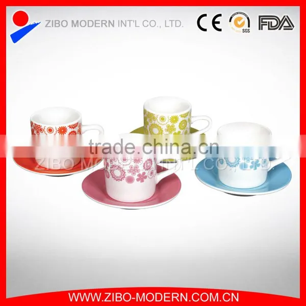 Wholesale 240ml Ceramic Tea Cup and Saucer With Flower Decal photo-2