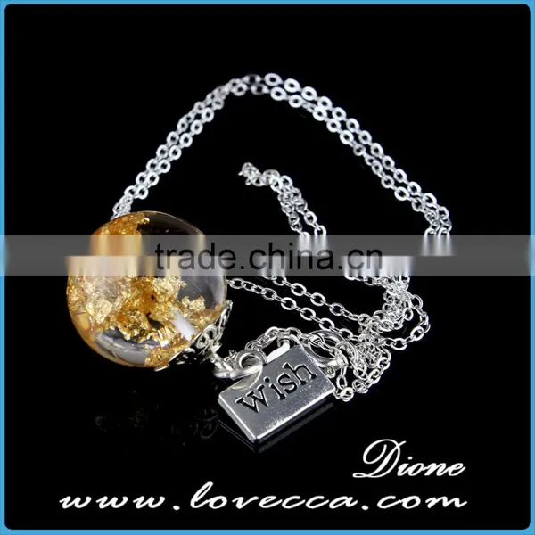 Newest Design Antique Women Style Most Fashion Resin Glass Ball Neckace Resin Flower Pendants photo-2