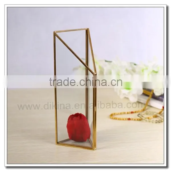 Brass Copper Bronze Rose Gold Silver Plated Jewelry Stand~ Bouquet Stand- Crystal Moments - Glass Geometric Crystal Flower Stand photo-4