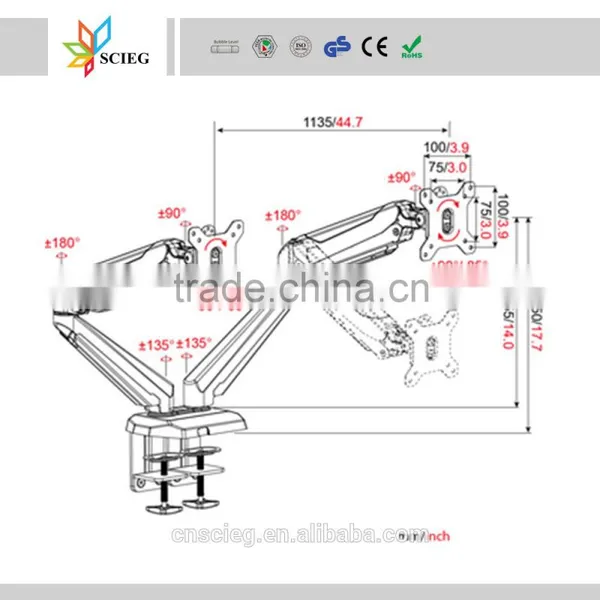 Dual Side-by Side Monitor Bracke Tmonitor Mountdesk Mount photo-2