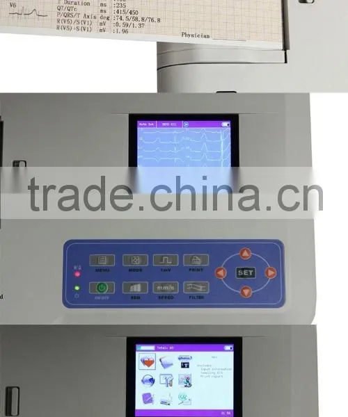 Medical Equipment TFT Color LCD Display High Resolution Wide Touch Screen 3-Channel ECG Machine With Standard 12 Leads photo-4