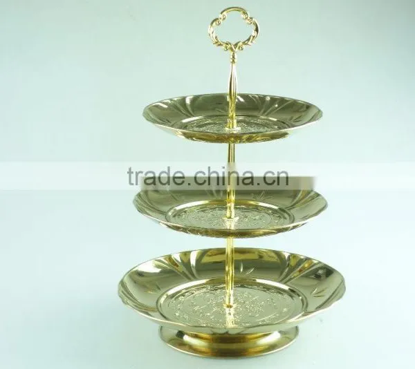 Stainless Steel Metal Flower Plate Salver Metal Decoration With 3 Layer photo-3