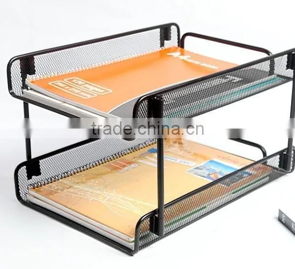 Office Desk Organizer Metal Stationery 2-Tier Staking Document Tray/File Tray/Letter Tray photo-2