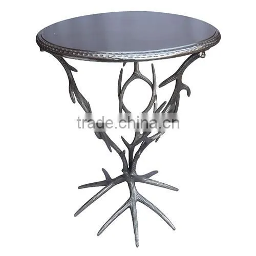 Hammered Polished Aluminum Table photo-2