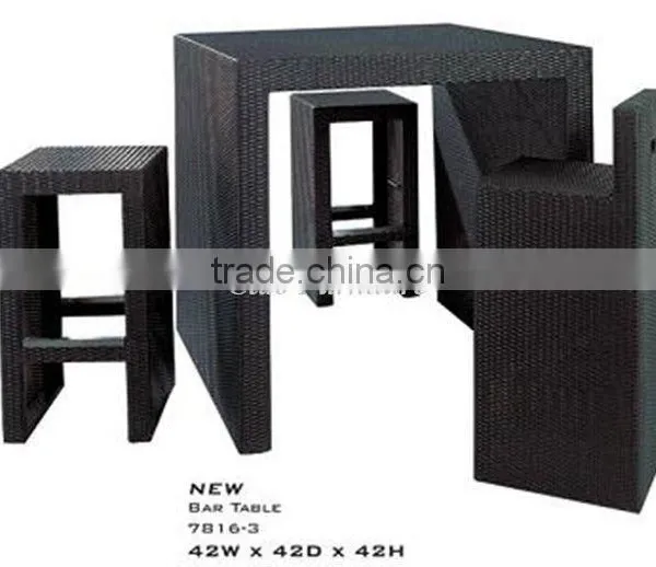 Wholesale Modern Wooden Top Rattan Base Bar Table and Chairs photo-2