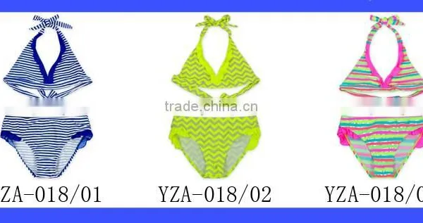 Wholesale Cheap Adult Women Swimsuit Blue White Stripe Bikini Set photo-6
