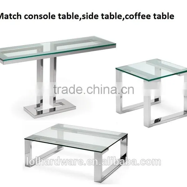Bronze Stainless Steel Base Glass Coffee Table photo-5