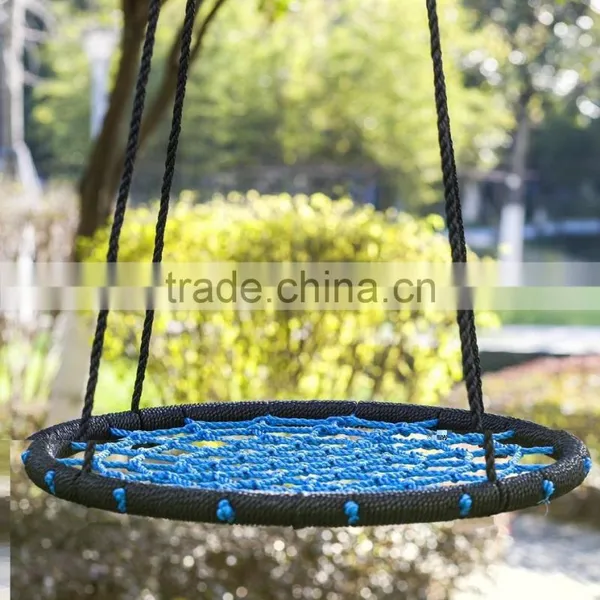Outdoor Garden Black and Blue Round Web Baby Swing High Chair photo-4