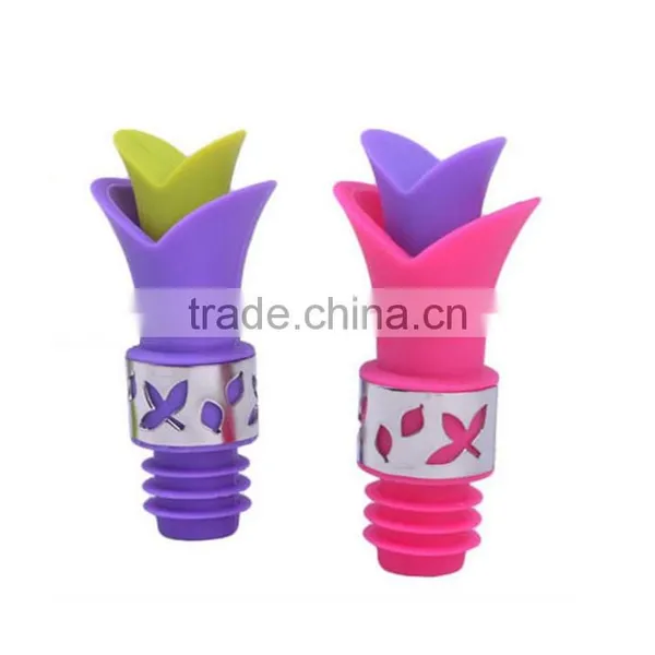 Eco-Friendly Feature Bar Accessories Type Lily Shape and Accept Custom Order Silicone Wine Bottle Stopper photo-3