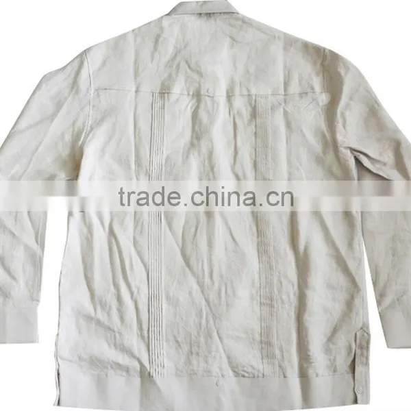 Men's 100% Cotton Guayabera Shirt With Long Sleeve and Pintuck Embroidery photo-2