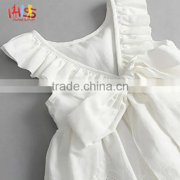 Latest New Model Children Frocks Designs 2016 White Crochet Lace Girl Dress photo-3
