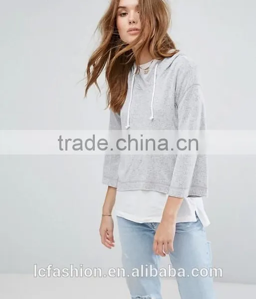 Wholsale Sweatshirts 2017 New Style Women Two Pieces Long Sleeve Loose Pullovers Hoodie photo-3