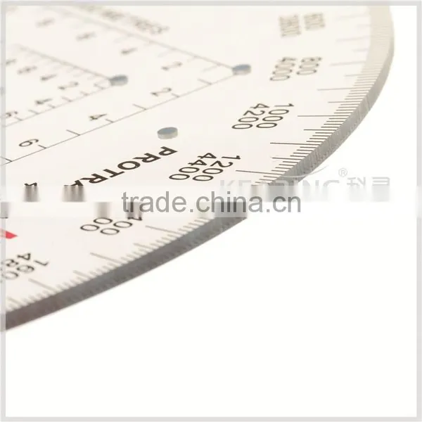 Chinese Custom 6 Inch Half Moon 360 Degree Plastic Protractor, Transparent High Quality Protractor for Military Training # KMP-1 photo-4