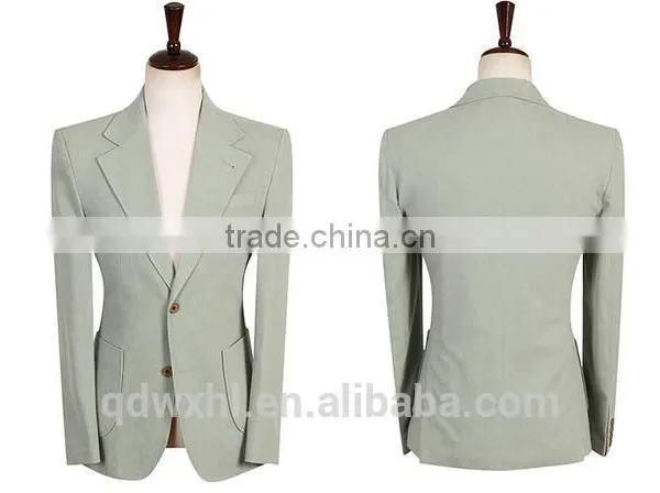 Made to Measure One Button Light Green Blazers Business Man Suit photo-6