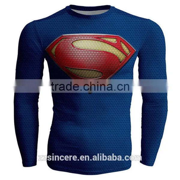 Men's Compression Polyster T-shirt Superhero Running Cycling Base Tee Tops photo-2