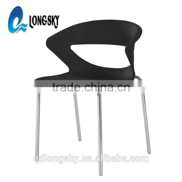 LS-4018 Wholesale Furniture PP Stacking Plastic Leisure Chair PP Plastic Chair With Steel Legs photo-3