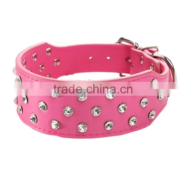 PU Pet Collar Three Rows of Diamond Dog Necklace Exquisite Diamond Dog Belt photo-3