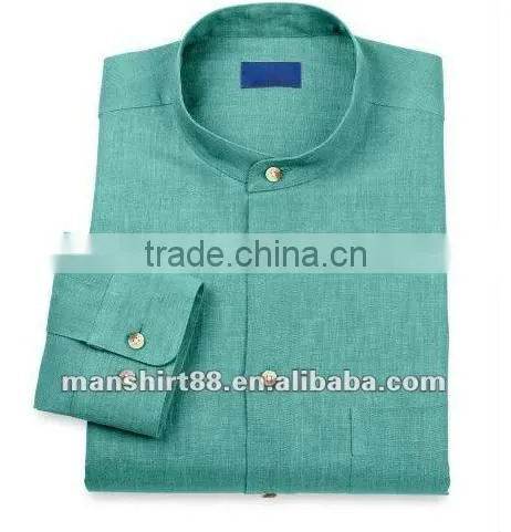 2016 Latest Style Men 100% Linen Band Collar Long Sleeve Sport Casual Shirt photo-6