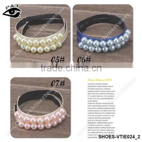 Elastic Shoe Straps With Pearls Decoration 7 Colors Shoelace for Women Shoes photo-3