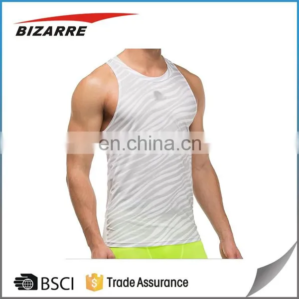Polyseter/spandex All Over Printed Tank Tops for Men Gym Wear in Bulk Wholesale photo-4
