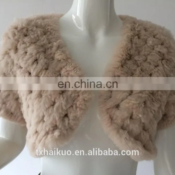 Girls Knitted Rabbit Fur Shawl photo-4