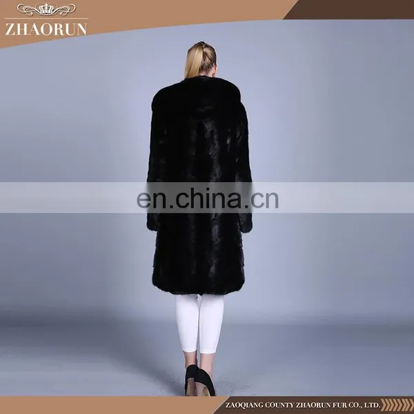 Mink Fur Hooded Black Mink Fur Coat Mink Coat