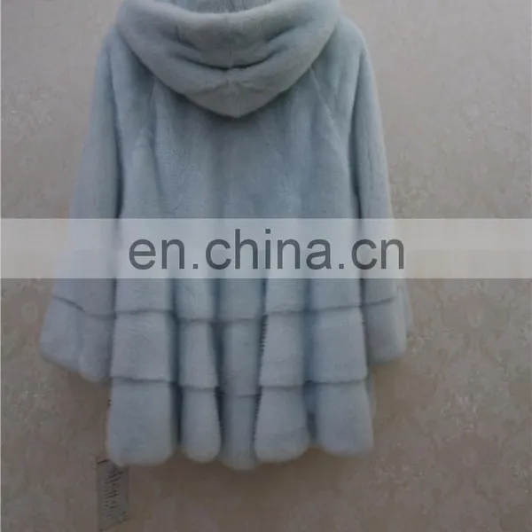 China Supplier Imported Mink Fur Jacket Blue Women Genuine Mink Fur Coat For Winter photo-4