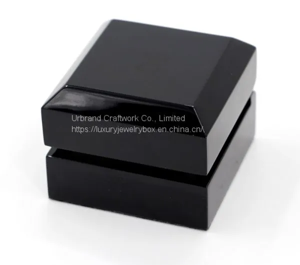 Piano Painted Wooden Ring Jewelry Box Small Black Wood Ring Box With Hidden Hinges photo-3