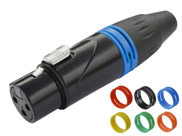 Тройконный XLR-съемный кабельный разъем черного покрытия с кольцом цвета