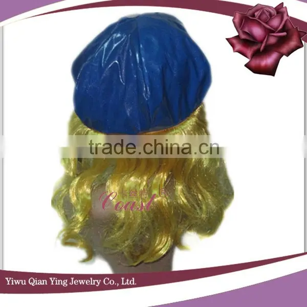Blue Party Hat With Hair Wig Attachmed for Adults photo-3