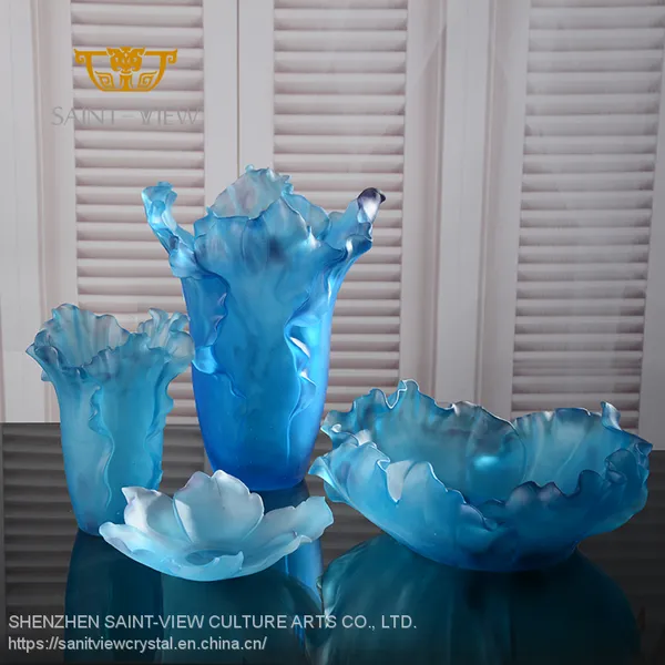 SAINT-VIEW Hot-selling Design Modern Frosted Colored Crystal Glass Vases for Wedding Centerpiece photo-5