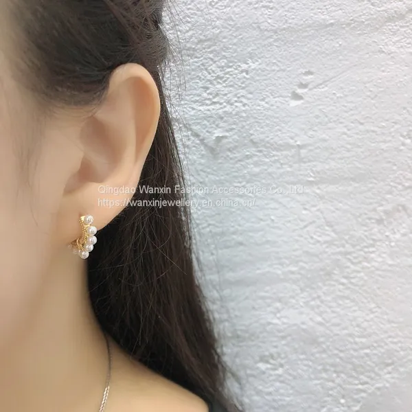 Pearl Circle Personality S925 Sterling Silver Earrings for Girls photo-2