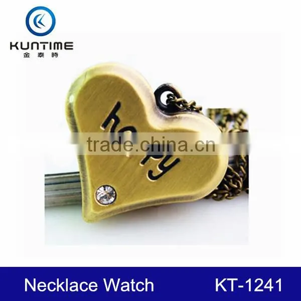 Retro Necklace Watch Happy Branded and Heart Shape Necklace Watch Quartz Necklace Watch