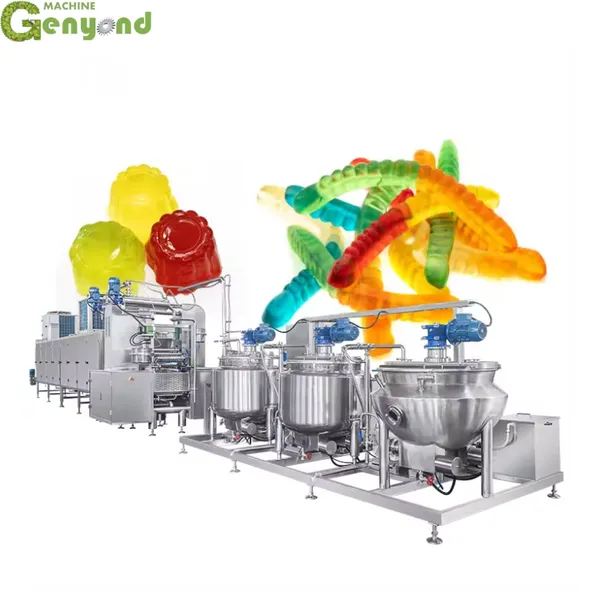 Genyond Factory Premier Leading Manufacturer High Production Fudge Dice Gummy Jelly Candy Bear Depositor Line