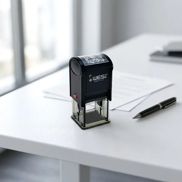 Auto Stamp 25x25mm Square WES Factory Custom With Protective Cover Logo Printing for Official Seals Authentication photo-1